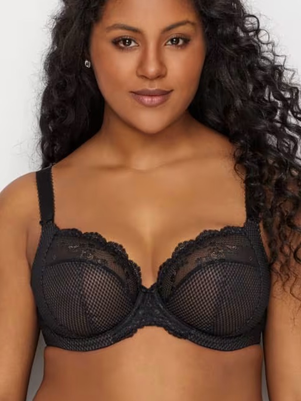 Elomi Charley Side Support Plunge Lace Underwire Bra in Black Size 40L - Picture 9 of 9